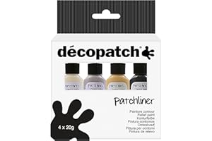 DECOPATCH Décopatch PL015C - Un lot de 4 Patchliners Peinture contour 20 g, couleurs assortis Permanent