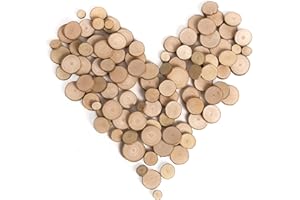 La Wooderie Dischi in legno naturale per il fai da te, rotondi, 1-3 cm, piccoli e piccoli intagliati a mano, per progetti fai da te, artigianato, Natale, matrimonio, decorazione da tavolo (100 pezzi)