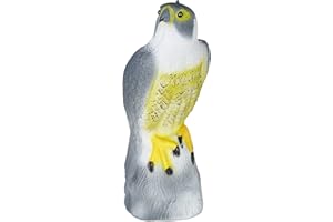 Relaxdays Halcón Espantapájaros, Ahuyentador Palomas, Colgante o de Pie, Decorativo, Jardín, Balcón y Terraza, Gris