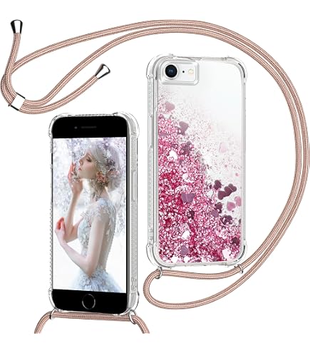 EAZY CASE Handyhülle Mit Umhängeband Für IPhone SE/8/7 | Transparent, Lila, Abnehmbare Handykette