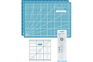 SEMPLIX Schneidematten Set (A4) Ideal für Näh-, Bastel- und Patchworkarbeiten, Schneideunterlage 30 x 22 cm, Rollschneider Super Mini 20 cm, Patchwork-Lineal 15 x 15 cm (türkis/Petrol)