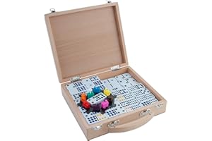 Engelhart – 250150 – Mexican Train – domino D12 – 91 elementów – drewniane pudełko – stacja i pociągi – gra 2–8 osób – 6+