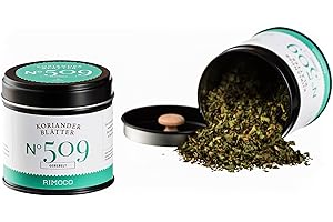 ‎RIMOCO Bio Korianderblätter N°509 - gerebelt, erfrischend, würzig & zitronig, in eleganter Gewürzdose mit doppeltem Aromadeckel, Inhalt: 10g