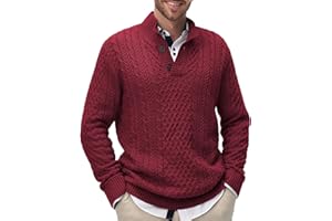 Comilaka Męskie swetry swetry dzianinowe stójka pulower bawełna na co dzień skręcona dzianina z długim rękawem guziki zima