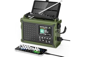 Kurbelradio DAB/DAB+/UKW mit 12000mAh Akku, Notfallradio mit 8500mm² Solarpanel, Handkurbel Blackout Notfallausrüstung, Digital Radio mit Bluetooth 5.0, Taschenlampe & Leselicht für Outdoor, Camping