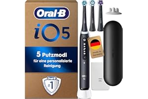 ‎ORAL-B Oral-B iO Series 5 Plus Edition Elektrische Zahnbürste/Electric Toothbrush, PLUS 3 Aufsteckbürsten, 5 Putzmodi für Zahnpflege, Reiseetui, Designed by Braun, matt black