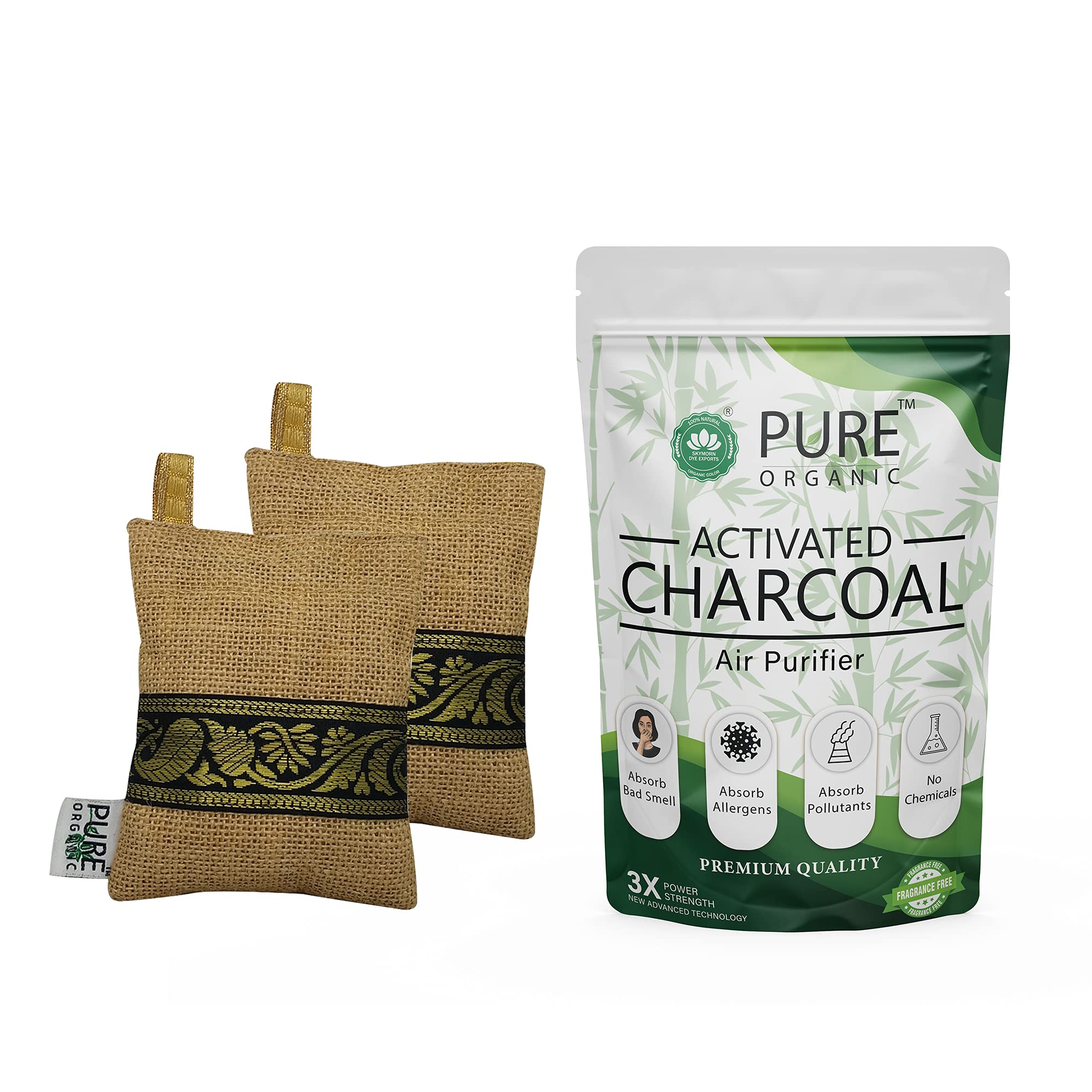 Pure Organic Activated CHARCOAL Non-Electric Air Purifier Deodorizer | Dehumidifier for Home,Car, Wardrobe, Fridge, Shoe Rack