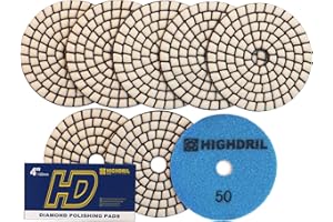 HIGHDRIL Lot de 8 disques de polissage diamantés secs - #50 - Pour ponceuse de sol en granit, pierre, marbre ou polisseuse - Diamètre : 100 mm