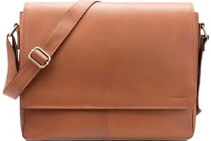 LEABAGS Oxford läder axelväska I Laptop väska upp till 15 tum I Messenger väska av äkta buffelläder i vintage look I Läderväska I Axelväska I Arbetsväska I 38x10x31cm