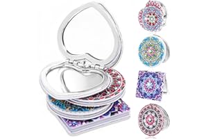 FORIBYW 4Pcs Diamond Painting Pocket Mirror 7cm Small Compact Mirror Double Side DIY Diamond Painting Cover Portable Folding Mirror Mandala Style Purse Mirror for Women Girl Gift