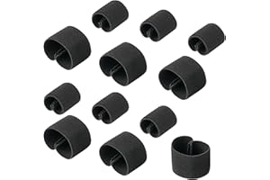 wisdompro Elastic Belt Loop Keeper, 12 Pcs Elastic Duty Belt Tail Keeper for 1" Backpack Straps or 1.5" Wide Organizers - 2 Sizes, Black