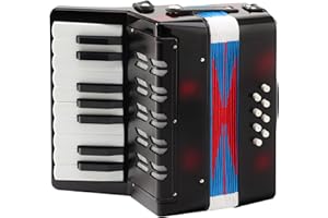 Classic Cantabile Bambino Nero Kinder Akkordeon, Schwarz (ab 3 Jahre, 17 Noten Tasten, 8 Bässe, einstellbare Schulter-Trageriemen)