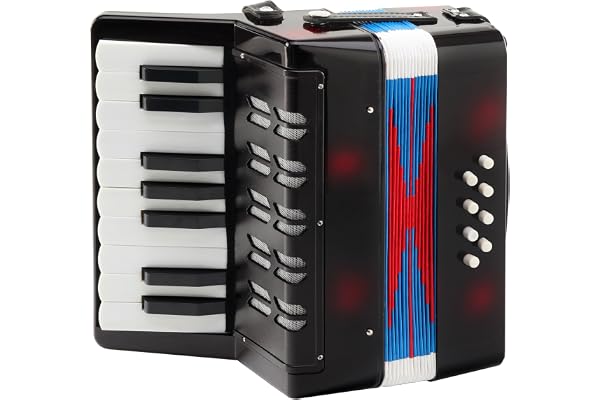 Classic Cantabile Bambino Nero Accordéon Enfant, Noir (à partir de 3 ans, 17 touches notes, 8 basses, bretelles réglables)