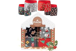 soxo Navidad Calzoncillos Hombre Boxer Algodon Regalos Originales Hombres 4 Pares 3 Tamaños