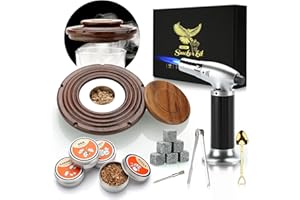 Papa Geschenk Weihnachten, Cocktail Smoker Kit, Whisky Steine, Flambierbrenner, Old Fashioned Whiskey Smoker Drinks Kit, Cocktail Zubehör Für Getränke, Bourbon-Walnuss(Butan Nicht inbegriffen)
