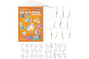 Smowo® Plastica Termoretraibile A4 - Set di Carte Termo Cromatice Trasparenti con Portachiavi - per Fai da Te