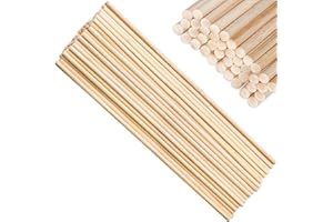 YUENX Bâtons en Bois Ronds, 50 Pièces Tige en Bois Bâtons de bambou 30cm(avec 5mm de diamètre) pour DIY Travail du Bois Modèle de Bâtiment Décoration de Jardin（5MM * 30CM）