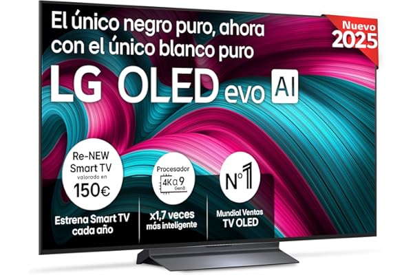 LG OLED55C54LA - TV 55", OLED EVO 4K, Smart TV AI C5, WebOS 25, Super Upscaling, Dolby Vision y Dolby Atmos, AMD FreeSync, Alexa/Google Assistant, Negro