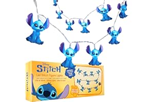 Disney Stitch Guirlande Lumineuse LED 10 Pz, Fairy Lights Fonctionne à Piles pour Enfants Ados Adultes, Decoration Interieur Festive, 150cm (Bleu Stitch)