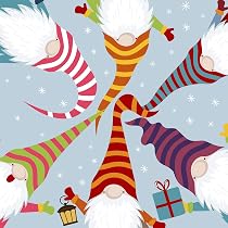 Lot De 100 Serviettes En Papier De Noël - Motif Nains, 33x33 Cm, Pour Décoration De Table, Fêtes, Dîner De Noël
