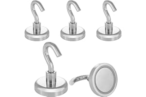 Poppstar 5 st. magnetkrokar extra stark (styrka 36 kg, diameter 32 mm) Neodymium magnetkrokar