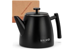 MALMØ Teekanne mit Siebeinsatz - Teekanne Thermo Doppelwandig - Teebereiter mit Sieb aus 304 Edelstahl - Tee Kanne 100% Tropffrei