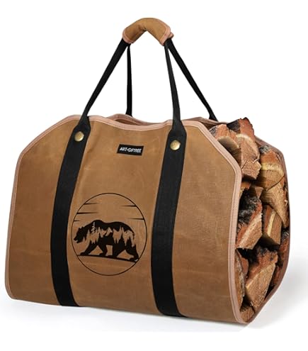 Waxed Canvas Firewood Bag Carrier Fireplace Stove ... U2013 Grandado