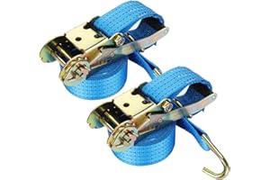 YAYODS 2PCS Ratchet Straps with Hooks, Heavy Duty Ratchet Tie Down Straps, 5cm x 6m, 5000kg Break Strength for Motorcycle, Trucks, Trailer, Cargo