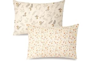 HYHIOTS Muslin Pillow Covers Cotton 2 Pack Pillow Cases for Kids Travel Pillow Toddler Envelope Closure for 13 x 18 Inch 14 x 19 Inch 12 x 16 Inch (Flower)