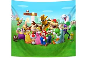 FENDROM Super Mario Backdrop Room Decor Cute Gamer Room Decor Happy Birthday Party Backdrop, Cartoon Themed Birthday Party Supplies