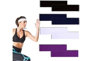 CXXTKCXXLC 8 Stück Sport Stirnbänder aus Hoch Atmungsaktivem Mesh, Elastisch und Atmungsaktiv Schweißband für Joggen, Fitness, Yoga, Radfahren und Basketball, Schwarz/Marineblau/Lila/Weiß