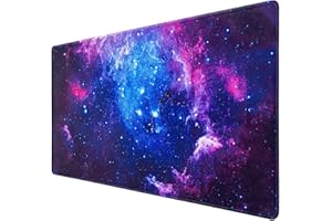 Gaming Mouse Pad, Abetcabe Extended Mouse Pad XXL 800 x 400 mm,Computer Keyboard Mouse Mat Desk Pad with Non-Slip Rubber Base and Stitched Edge for Home Office Gaming Work (Blue-Galaxy, XXL)