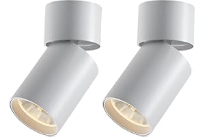 FOOC Foco LED Lámpara de pared de techo moderna 15W Paquete de 2 Vertical Horizontal girada, ø60mm 36° para sala de estar Oficina Comercial Habitación infantil Cocina, Blanco