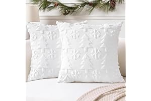 Artscope Poszewki na poduszki, miękkie, pluszowe, krótkie, wełniane, aksamitne, dekoracyjne, luksusowy styl, na sofę, do sypialni, choinki i płatków śniegu, zestaw 2 szt., 45 x 45 cm, zestaw 2 szt