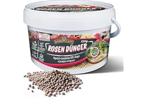 Bodenkaiser Rosendünger als Granulat, organisch-mineralischer Spezialdünger für Rosen mit Langzeit-Wirkung, 2,5 kg im praktischen Eimer, Dünger Granulat für gesunde Pflanzen