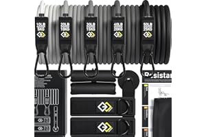 GJELEMENTS Élastiques de Musculation - Set de Bandes de Résistance Premium - Kit Elastique de Resistance pour Exercices, Entrainement, Sport, Fitness