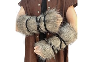 HiiFeuer Vichingo pelliccia artificiale barbaro Arm Wraps, Medieval Vintage Fuzzy Bracers Arm Guards, Nordic Cuff Warmers Wrist Band