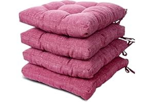 Viste tu hogar Pack 4 Cojines para Silla, 40x40 CM, Efecto Tridimensional, Relleno de 100% Poliéster, Color Liso, Ideal para la Decoración de Cocina y Sala, Color Rojo, Fabricado en España