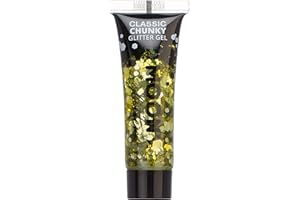 ‎MOON GLITTER Gel mit klassischem grobkörnigen Glitter von Moon Glitter - 12ml - Gold - Glitzer Gesichtsfarbe
