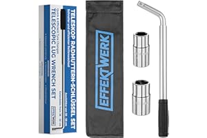 EffektWerk Chiave per dadi ruota telescopica - Chiave universale per alette con attacco da 1/2" e 2 bussole (17/19 mm e 21/23 mm) - Chiave per pneumatici estensibile da 38 – 50 cm