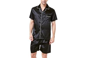 Herr kortärmad satin-pyjamasset med shorts