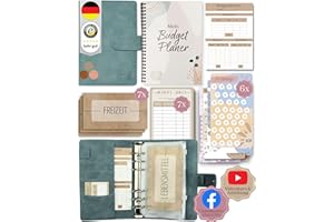 ‎BEGINNER-BUDGET BeginnerBudget® Budget Planner Deutsch - Starterset mit Sparchallenge + Budgetplaner (144 Seiten) - Sparen mit Umschlagmethode + Anleitung Ringbuch, Binder A6 Wildleder, vegan (Hellblau)