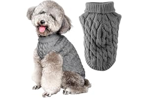 FWLWTWSS Dog Jumper, Turtleneck Puppy Jumper, Knitted Dog Jumpers for Small Medium Dogs and Cats, Soft Comfortable Dog Clothes for Autumn, Winter Outfit(GREY XXL)