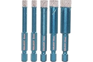 Porcelain Tile Drill Bits Set - MINLAYCUT 6/6/8/10/12mm Diamond Hole Saw Kit Quick-fit Hex Shank for Ceramic Tile Marble Porcelain