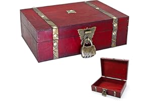 HAOBIN Schatzkiste Holz Schatzkiste Holztruhe Schatztruhe Kiste Mit Schloss Holzkiste Mit Deckel Spardose Geschenkkiste Holz Aufbewahrungsbox Mit Deckel Aufbewahrungsbox FüR Aufbewahrung Und Deko (A)