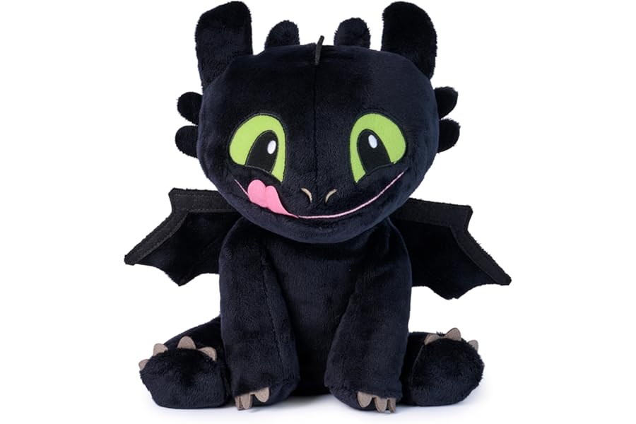 Spin Master DreamWorks Dragons How to Train Your Dragon, Cuddly Toothless Plush Toy, Stuffed Animal, Movie Merch, Kids Toys, Ages 4 and Up, 10”