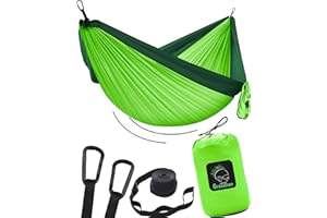 ‎GRASSMAN Hängematte Camping- Hängematte 2 Personen, Ultraleichte Outdoor Hängematte, Perfektes Camping Geschenke, Camping Hängematte Outdoor mit 2 Baumgurten + 2 Karabiner