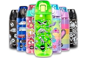 fringoo - Dinosauro Per Il Pranzo - Borracce senza BPA - Borraccia in paglia verde - Borraccia riutilizzabile - 600 ml / 20 Oz