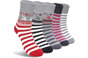 PUTUO Calcetines Térmicos Mujer para Invierno: Calcetines Calientes Gruesos de Algodón con Estampados Divertidos Animales para Talla 39-42 5 Pares