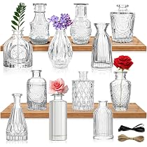 Gouveo - Lot De 12 Mini Vases En Verre Transparent Clear-Bottle 30 - 3,9x6,7cm - Idéal Déco Table Mariage, Anniversaire